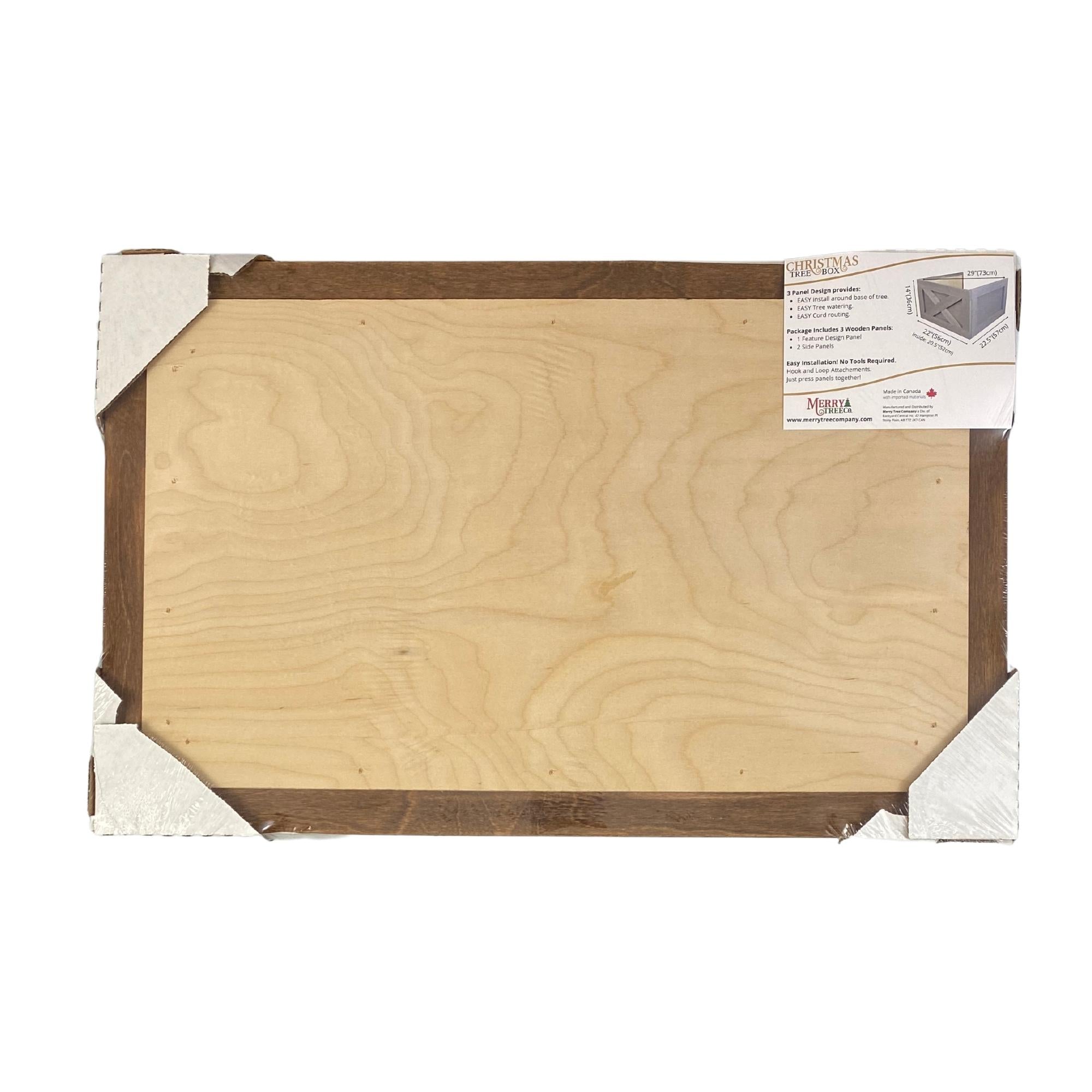 Back of final packaging, light brown.