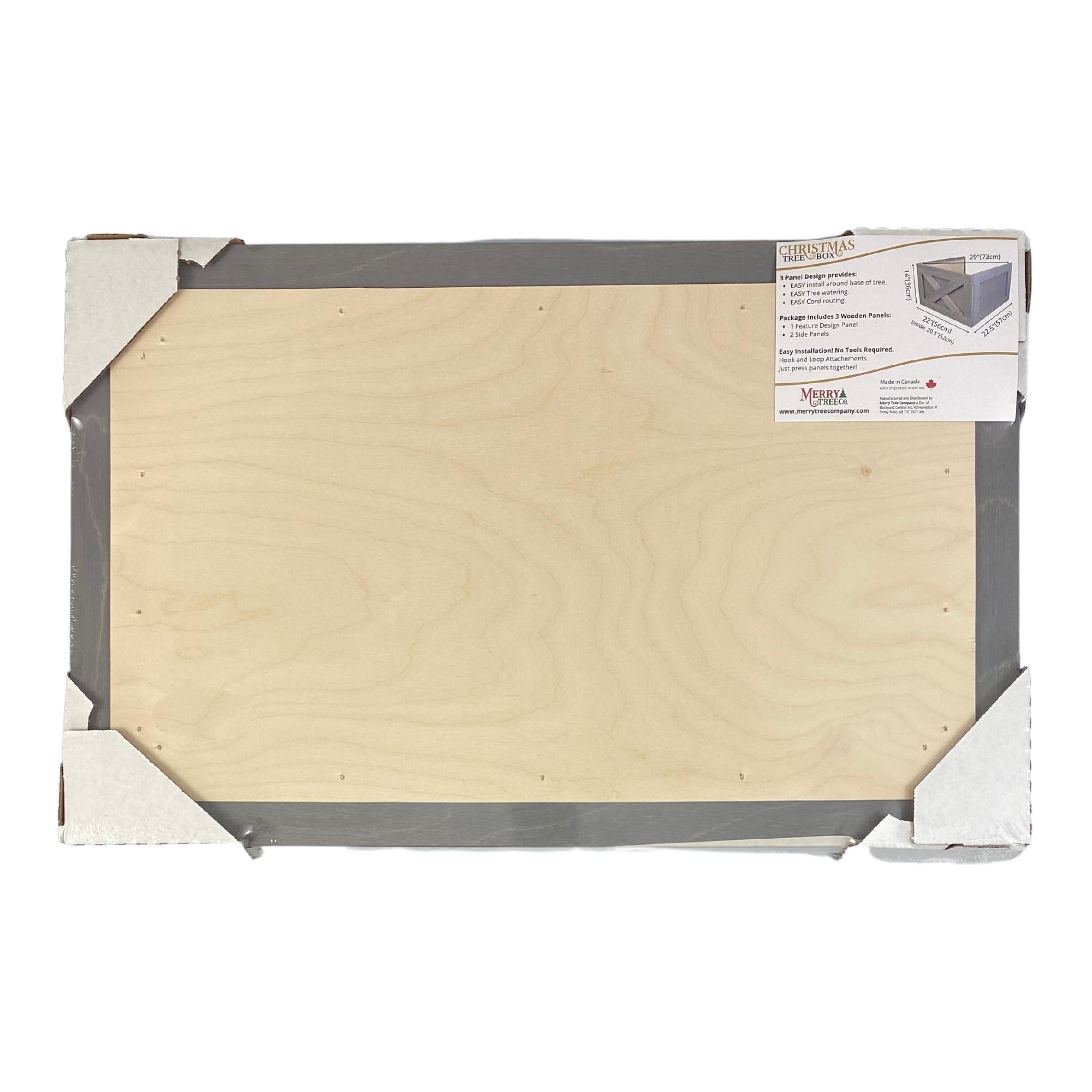 Back packaging, grey box.