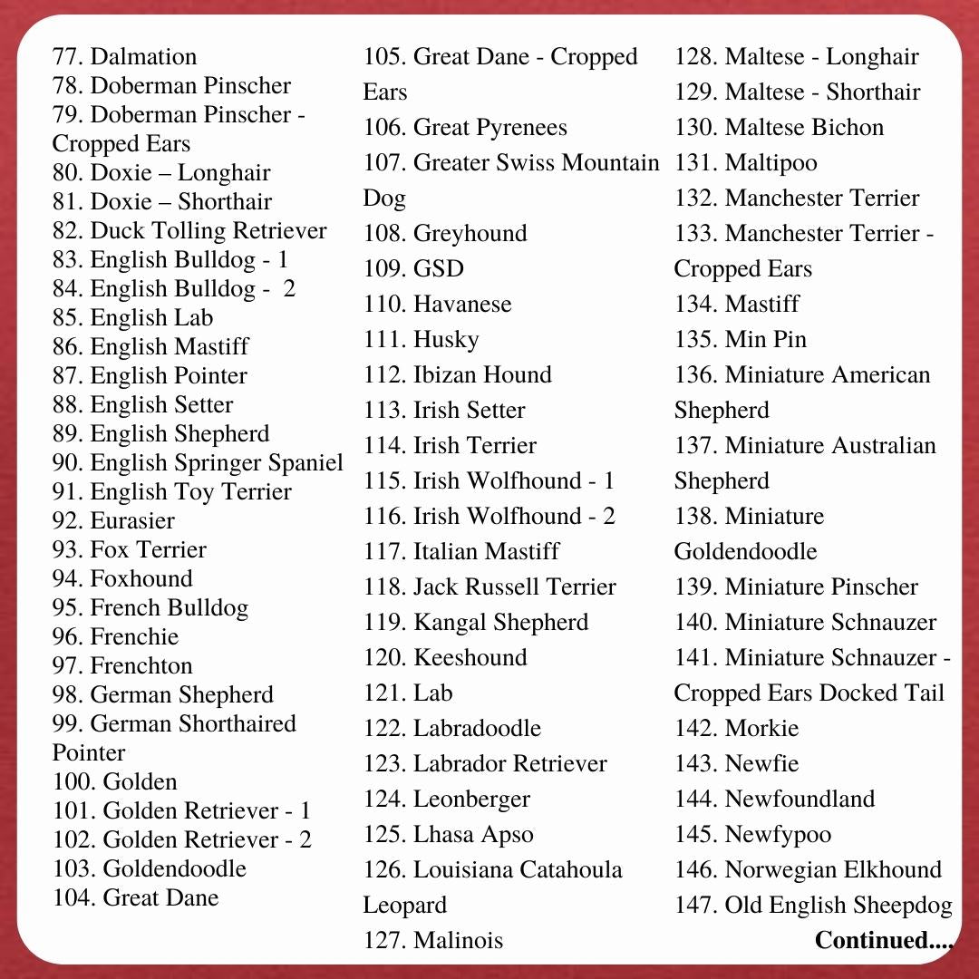 I ❤️ My Dog Series - Breeds E-R