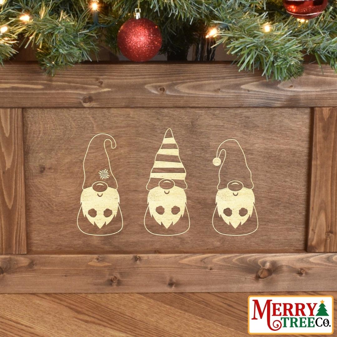 Close up of laser christmas gnome detail.